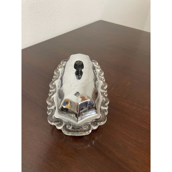 Vintage Butter Dish With Glass Insert & Stainless Steel Lid - Picture 4 of 5